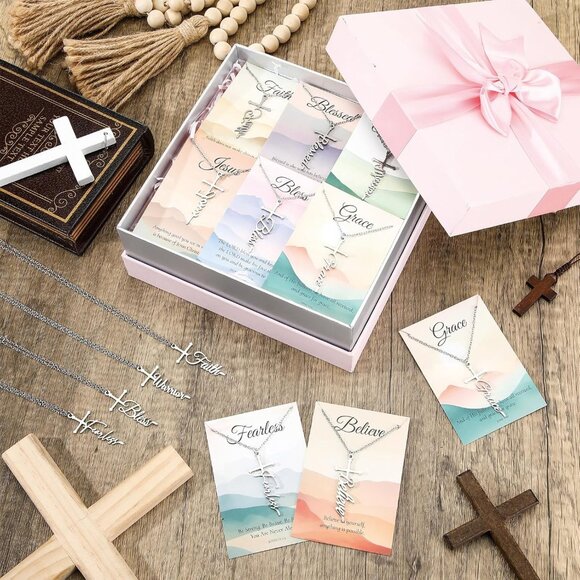Bulk Christian Faith Cross Necklaces Set with Bible Verse Cards for Women - Picture 7 of 7
